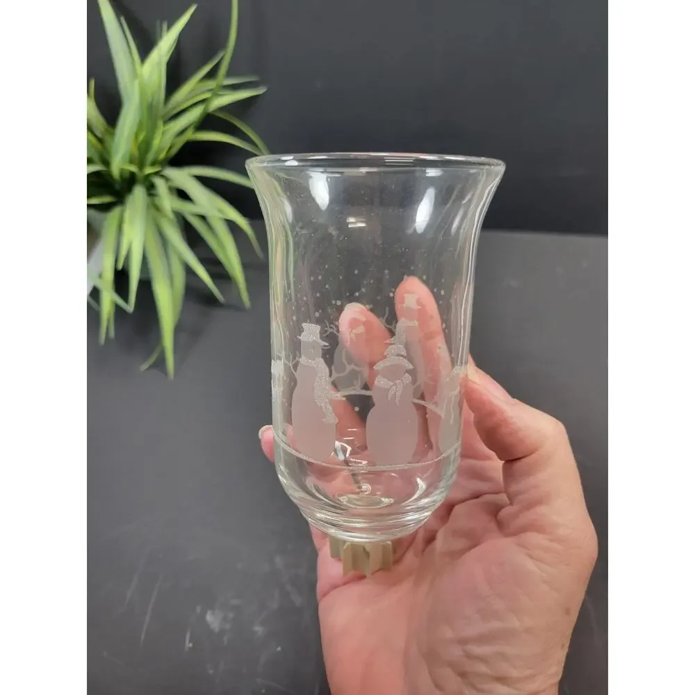 Vintage Homco Snowman Glass Candle Peg Cup Single Home Interiors Holiday Votive